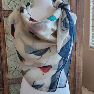 Peach Couture Long Lightweight Finch Bird Print Scarf
